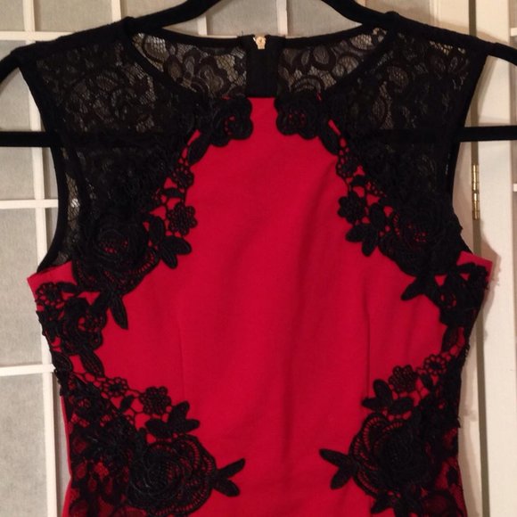 Red and Black Dress with Lace - Picture 2 of 5